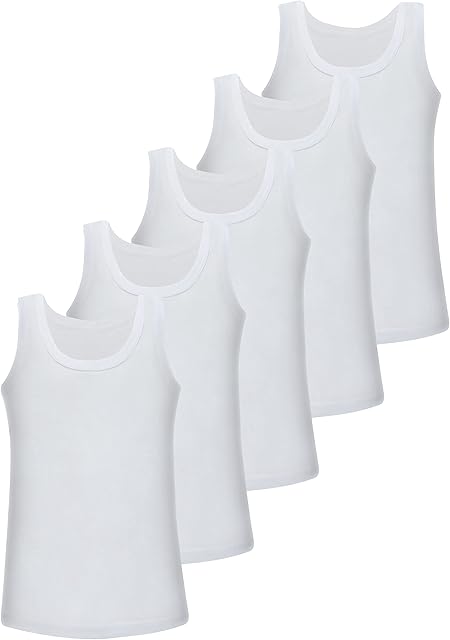 LOREZA ® 5 Pack Boys Undershirts 100% Cotton Without Side Seam Tank Top