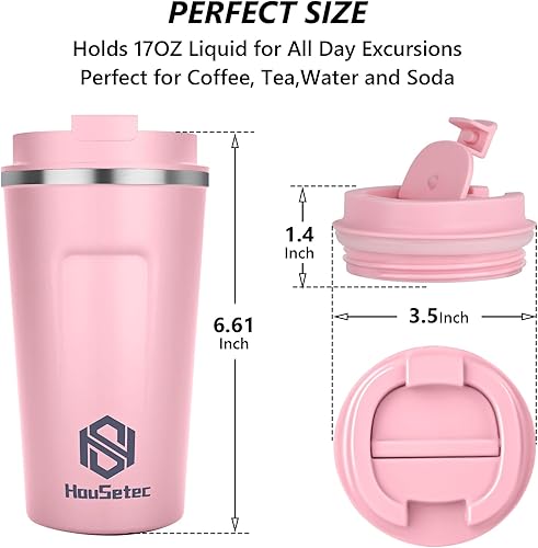 Miniatura 7 de Taza de café, vasos de café con popotes y cepillos para pajillas, taza de café de viaje con tapas a prueba de fugas para mantener el agua caliente y