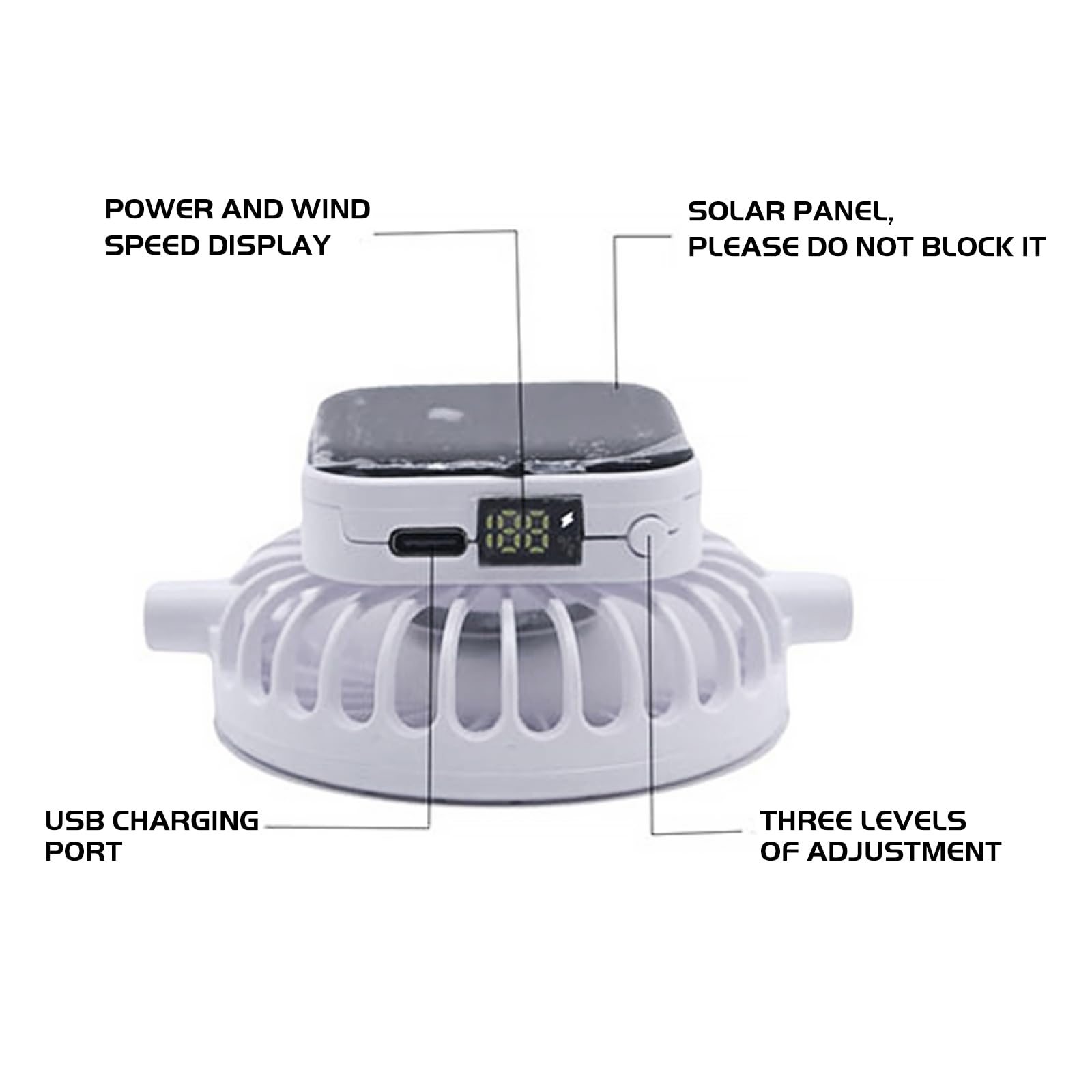 TINAYAUE Cappellino da baseball con ventilatore (solare + USB) + display + 3 velocità | Cappello visiera robusto | Maglia traspirante & stile berretto classico per esterno