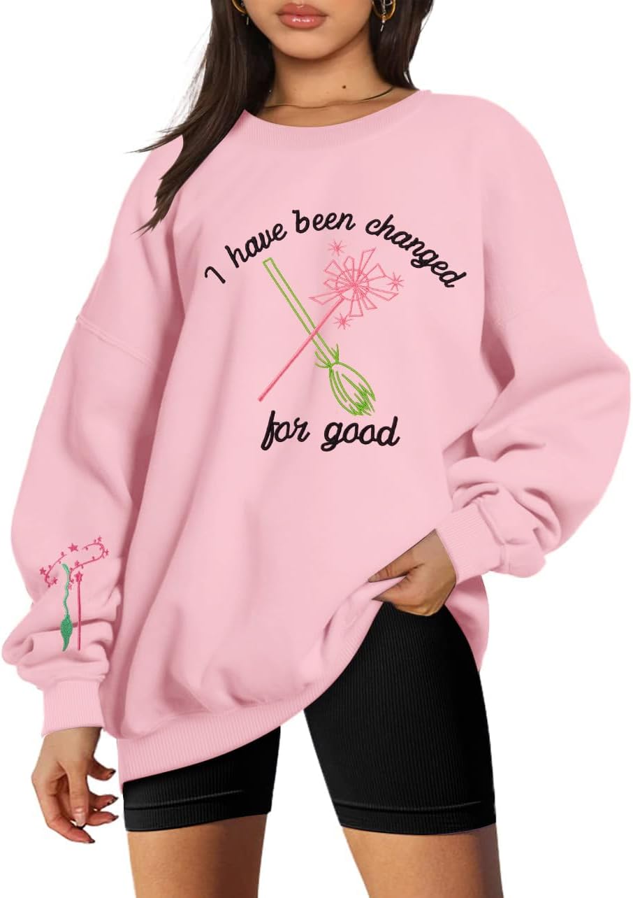 Musical Movie Sweatshirt for Women: Changed for Good Embroidered Long Sleeve Crewneck Loose Witches Pullover Top - Image 2