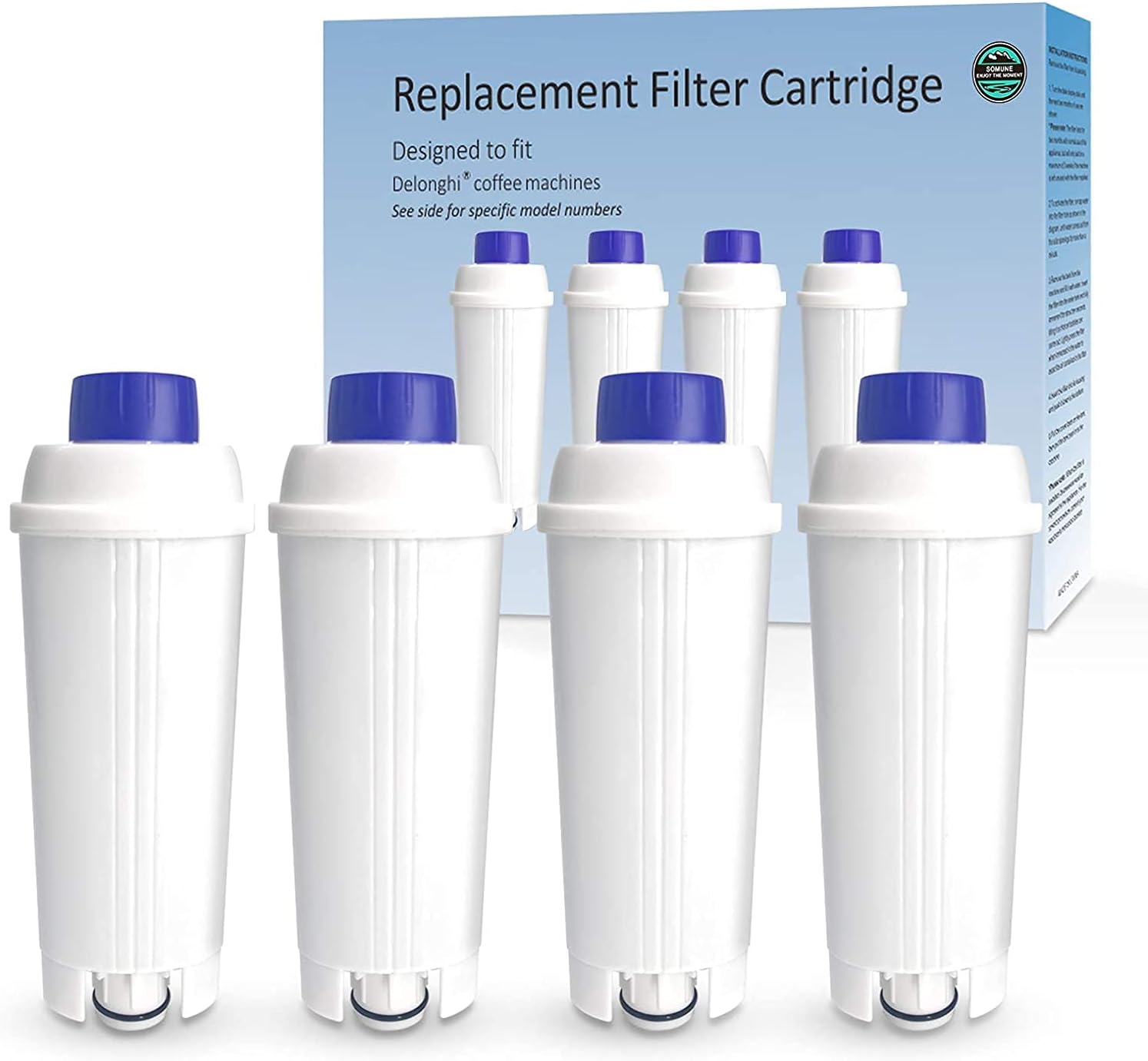 Coffee Water Filter Replacement for DeLonghi Filter DLSC002, Coffee Machine Filter Compatible with ECAM, ESAM, ETAM, BCO, EC Series (Pack of 4)