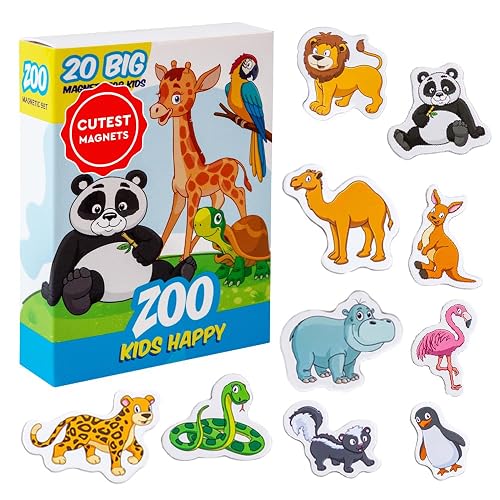 Magdum Imanes para frigorífico para niños – 20 imanes de Animales del Zoo