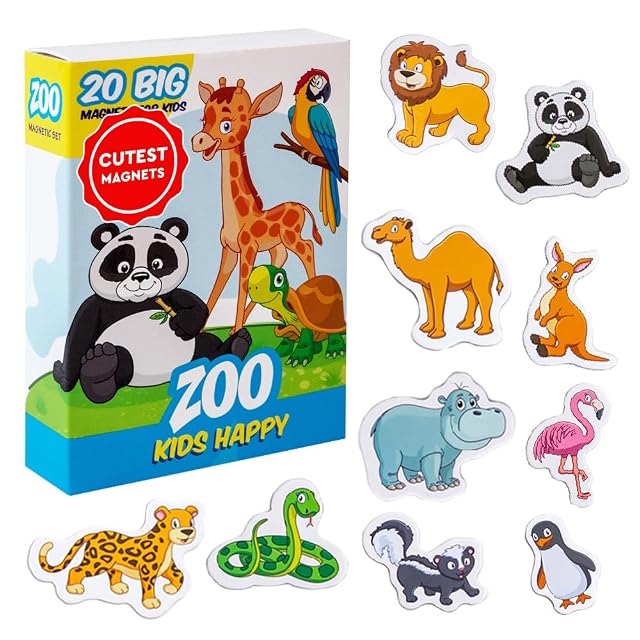 Magdum Imanes para frigorífico para niños – 20 imanes de Animales del Zoo