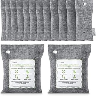 CLEVAST Bamboo Charcoal Air Purifying Bags (50g*12+200g*2),Activated Natural Home Odor Absorber, Deodorizer and Moisture Eliminator. Purifier for Closet, Shoe, Large Room. Car Air freshener. Pet Safe.