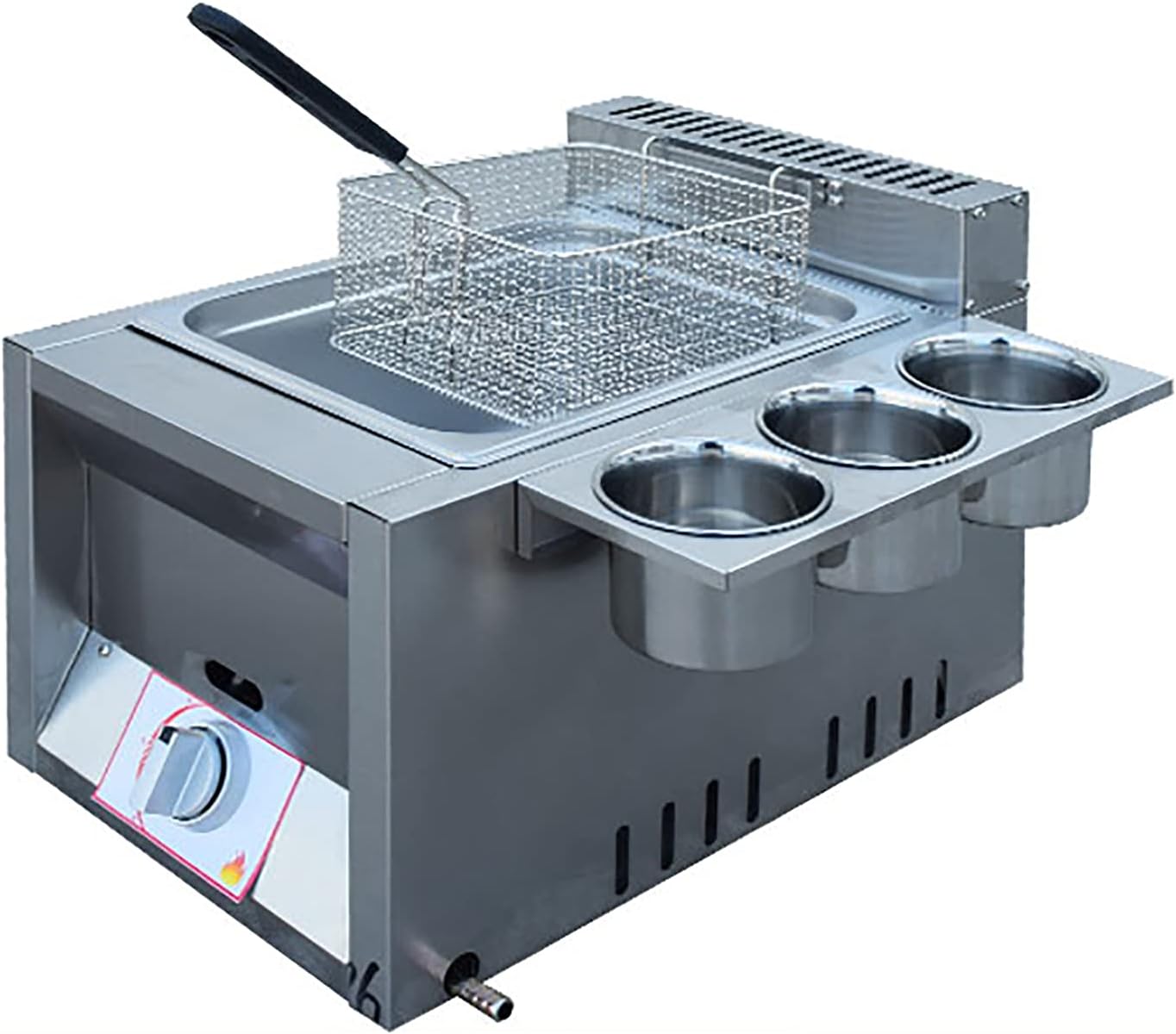 6L/12L Deep Fryer Commercial Stainless Steel Countertop LPG Gas Fryer, with Basket and Lid, Chicken Chips Fryer for French Fries Restaurant Home Kitchen