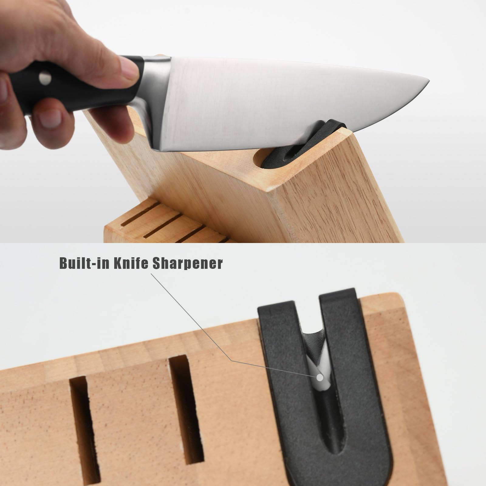 Set di Coltelli da Cucina 13 Pezzi Professionale con Blocco Legno e Affilatore Integrato, Coltelli Chef Affilati - Ideale per Casa e Ristoranti, Nero Elegante, Lavabile in Lavastoviglie