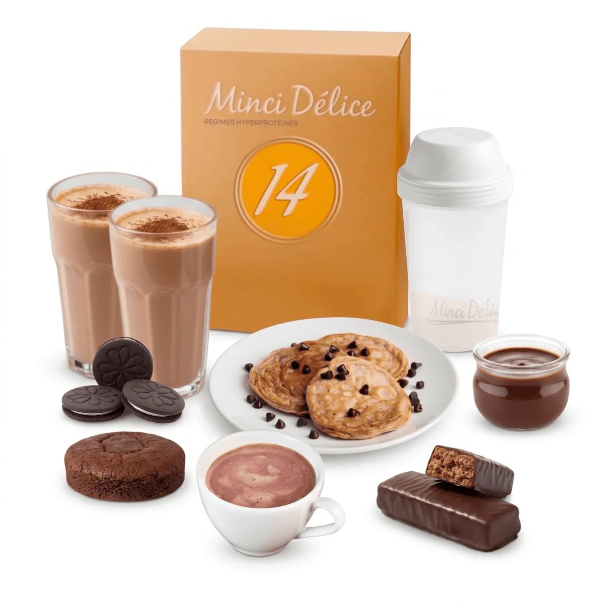 Dieta hiperproteica 14 días especial chocolate - Pérdida de peso hasta 5 kilos - Pack de 33 productos + 1 coctelera + 1 guía adelgazante con programa detallado