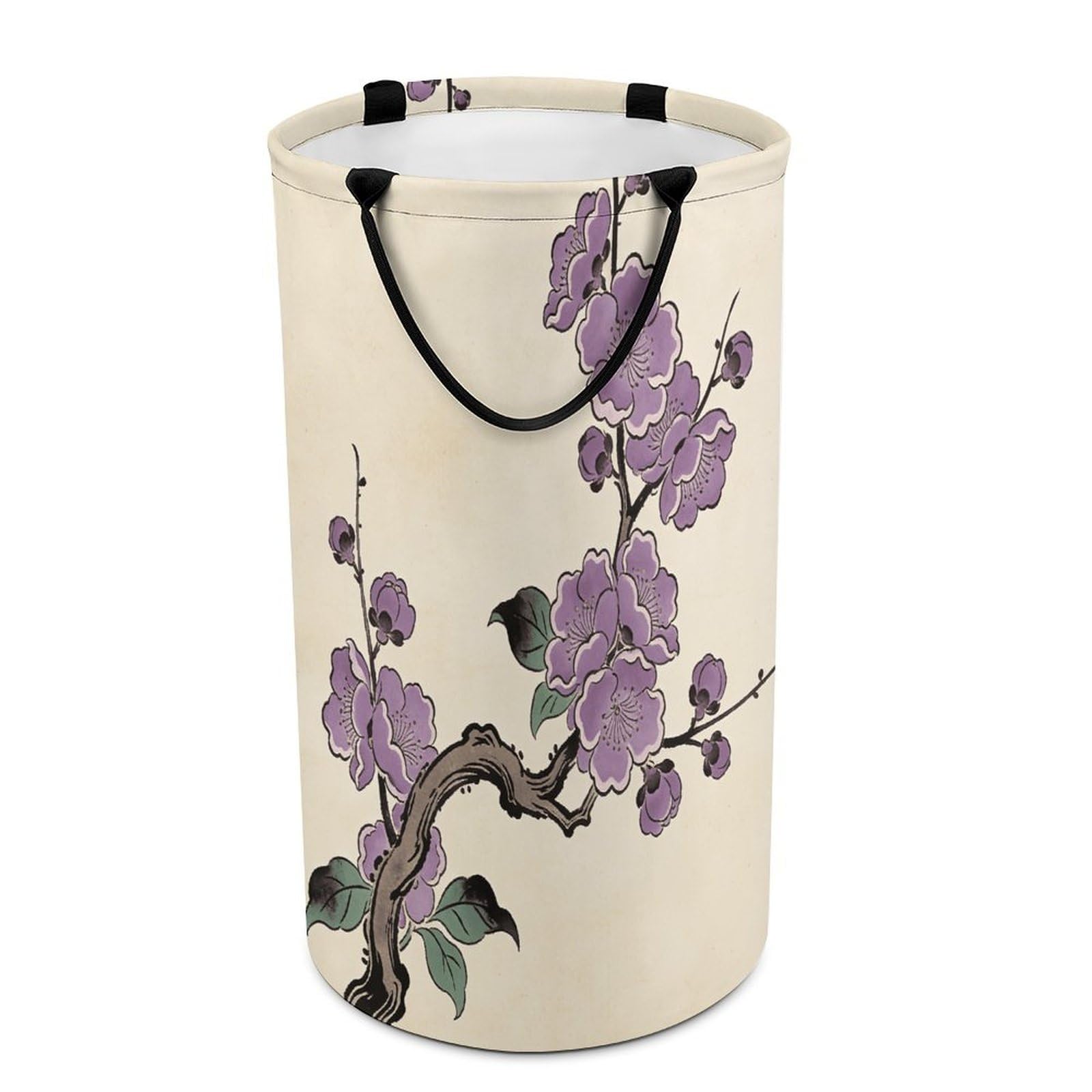 Purple Branches in Spring's Rhyme Laundry Hamper Waterproof Polyester Laundry Baskets Collapsible Dirty Clothes Storage Basket Clothes Hampers with Sturdy Handles for Travel Bedroom