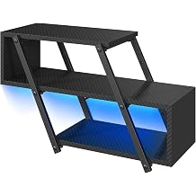 25" Floating Gaming Shelf with LED Lights, LED 3-Tier Floating Display Rack Game Room, Wall Mounted Game Shelf for Bedroom, Living Room, Black 999BKSDBJ115