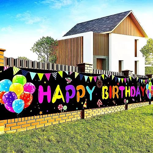 Happy Birthday Yard Banner - 118x19.7 inches, Large Outdoor & Indoor Decoration Banner