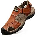 VISIONREAST Mens Leather Sandals Outdoor Hiking Sandals Waterproof Athletic Sports Sandals Fisherman Beach Shoes Closed Toe Water Sandals gallery image
