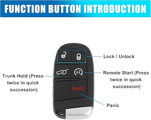 Miniatura 3 de X AUTOHAUX Funda de repuesto para llavero de automóvil, color negro, M3N-40821302 para Jeep Grand Cherokee 2014-2020 Compass 2017 Renegade 2016-2018