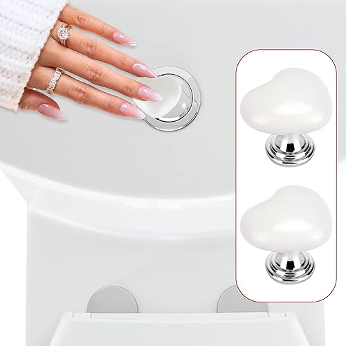 Botón de inodoro en forma de corazón, manija adhesiva para cajón, botón de presión para tanque de inodoro, botón para inodoro de uñas, botón de