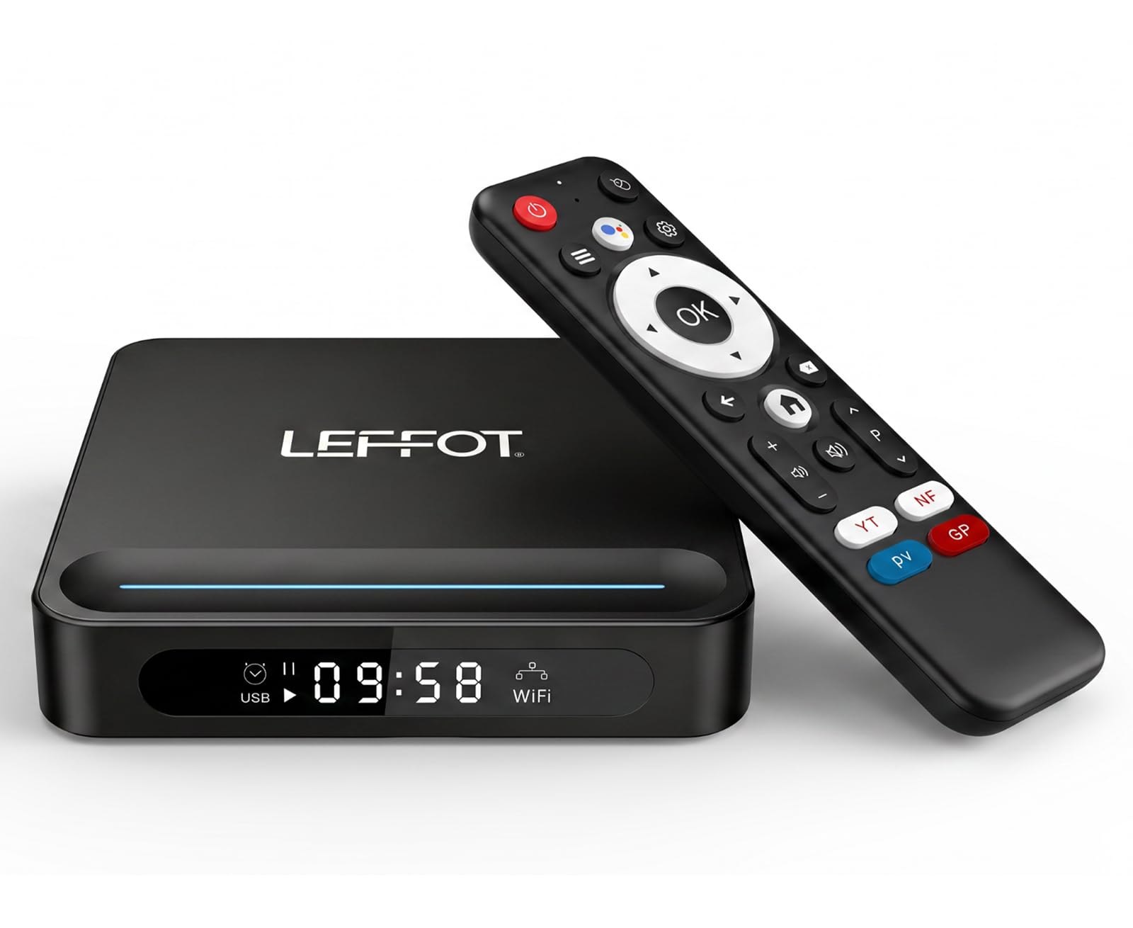 Android 14 TV Box, LEFFOT L1 4K Android TV Streaming Box, 2GB RAM 16GB ROM