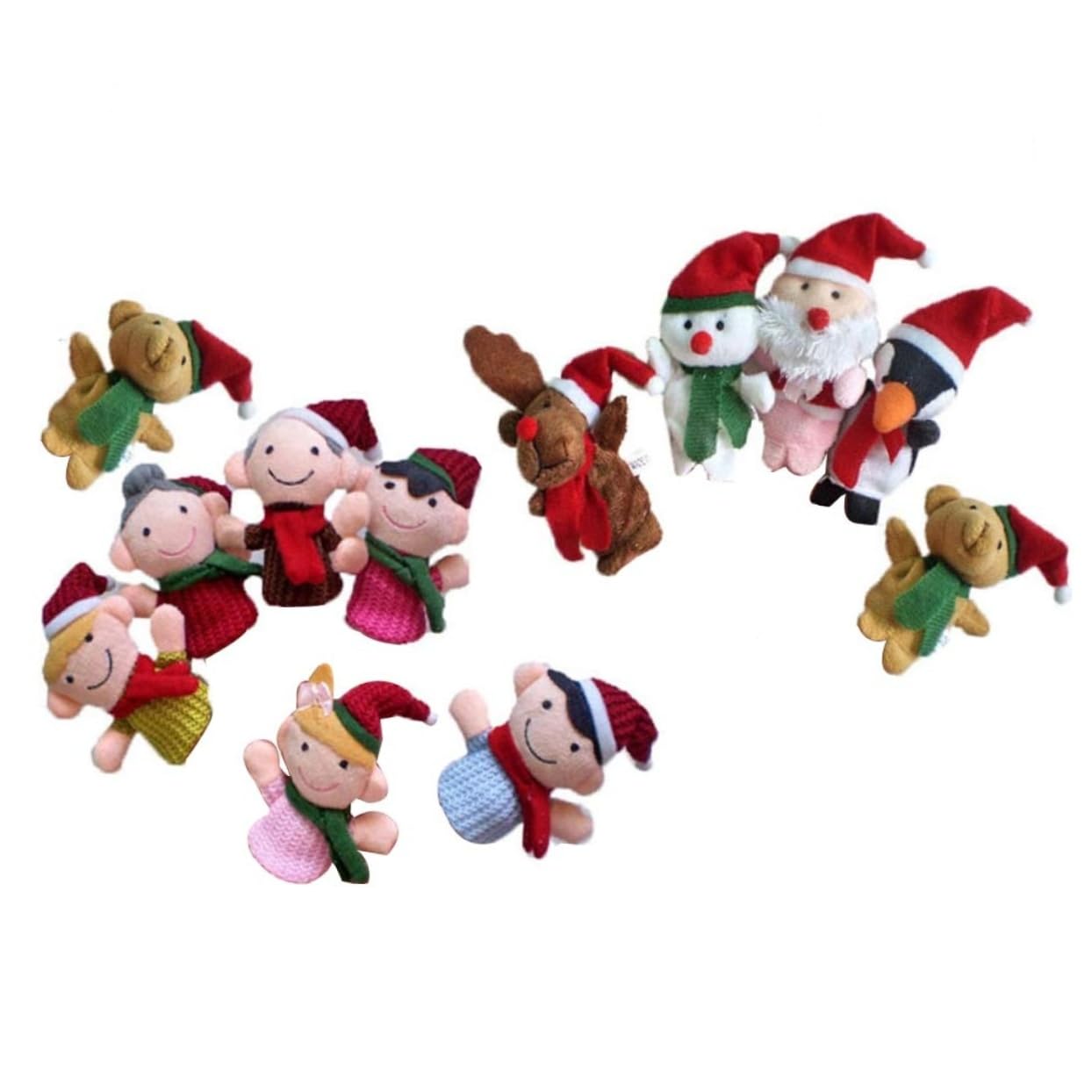 TOYANDONA Pz Bambola Da Dito Cartoni Animati Bambola Da Dito Per Bambini Bambola Da Dito Di Natale Marionette Da Dito Per Bambini Giocattoli Di Babbo Natale Animale Calzini Natalizi