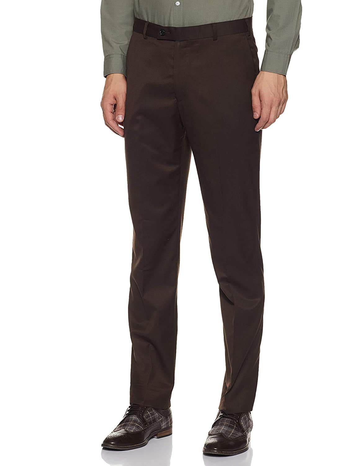 bottomline Men's Slim FIT Formal Trousers Pants (36, Brown)-picture-0