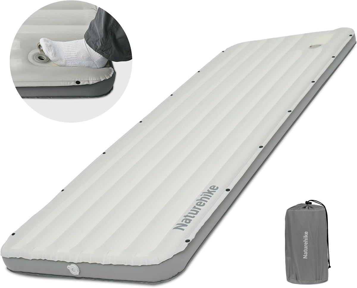 Naturehike Colchoneta para dormir para acampar, colchoneta inflable ultraligera con almohada, bomba de pie incorporada, colchón de aire liviano de 2,6 pulgadas para mochileros, caminatas, viajes (gris)