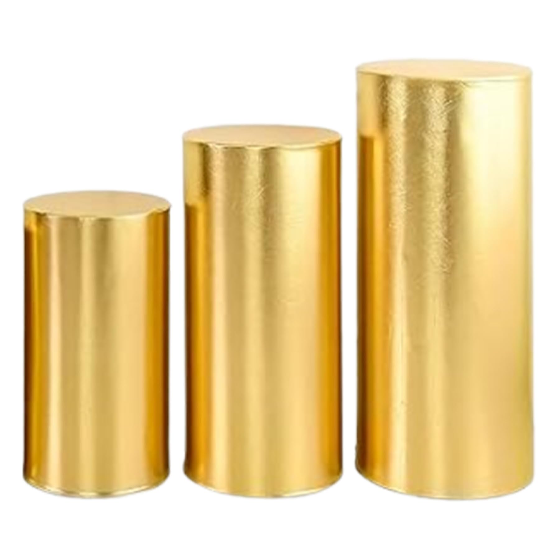Cache-cylindres dorés set de 3 housses de piédestal ronds de taille L