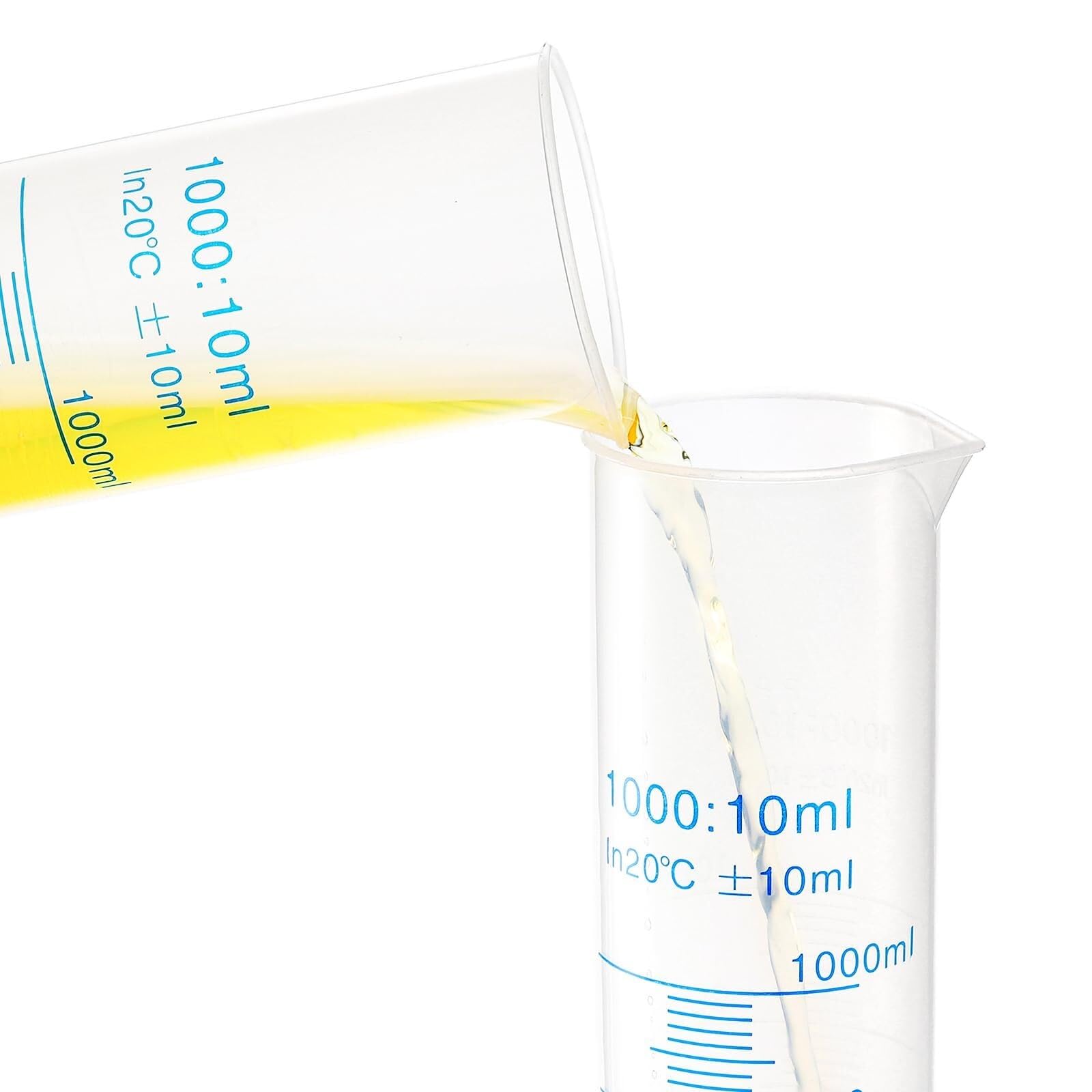 Set 4 Cilindri Graduati In Plastica Da 1000 Ml Con Base Stabile, Cilindro Graduato In Plastica A Doppia Scala, Cilindro Trasparente Per Progetti Scientifici, Forniture Per Laboratorio