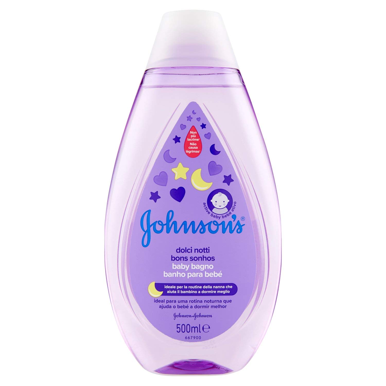 Johnson's Baby, Kąpiel oczyszczająca, słodkie noce, dla dzieci, bez barwników, talanów i siarczanów, nie więcej łez, z uspokajającymi esencjami NaturalCalm, 500 ml