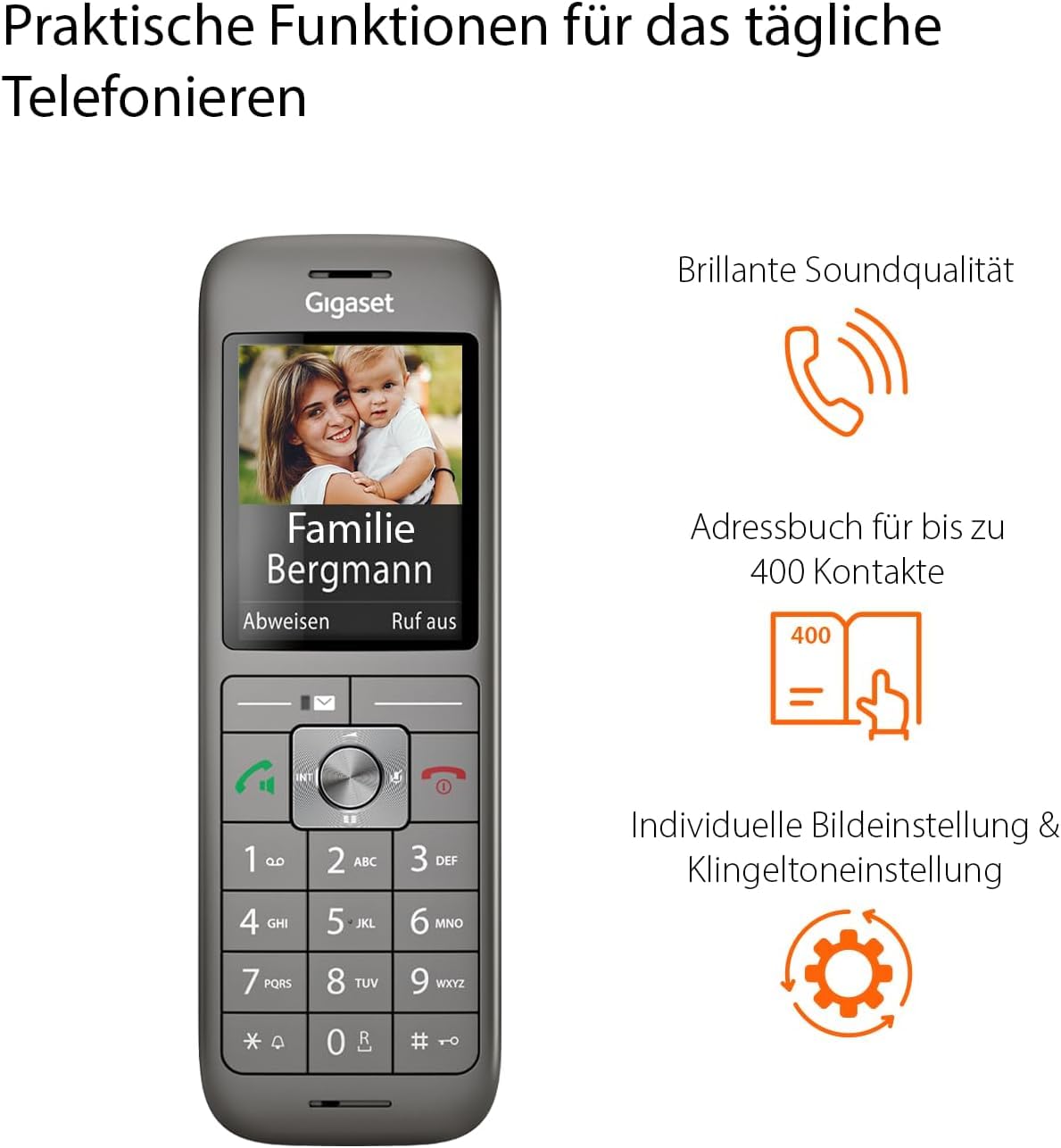 Gigaset CL660HX - design DECT-Mobilteil mit Ladeschale - Fritzbox-kompatibel - hochwertiges Schnurloses Telefon für Router und DECT-Basis – Bild 4