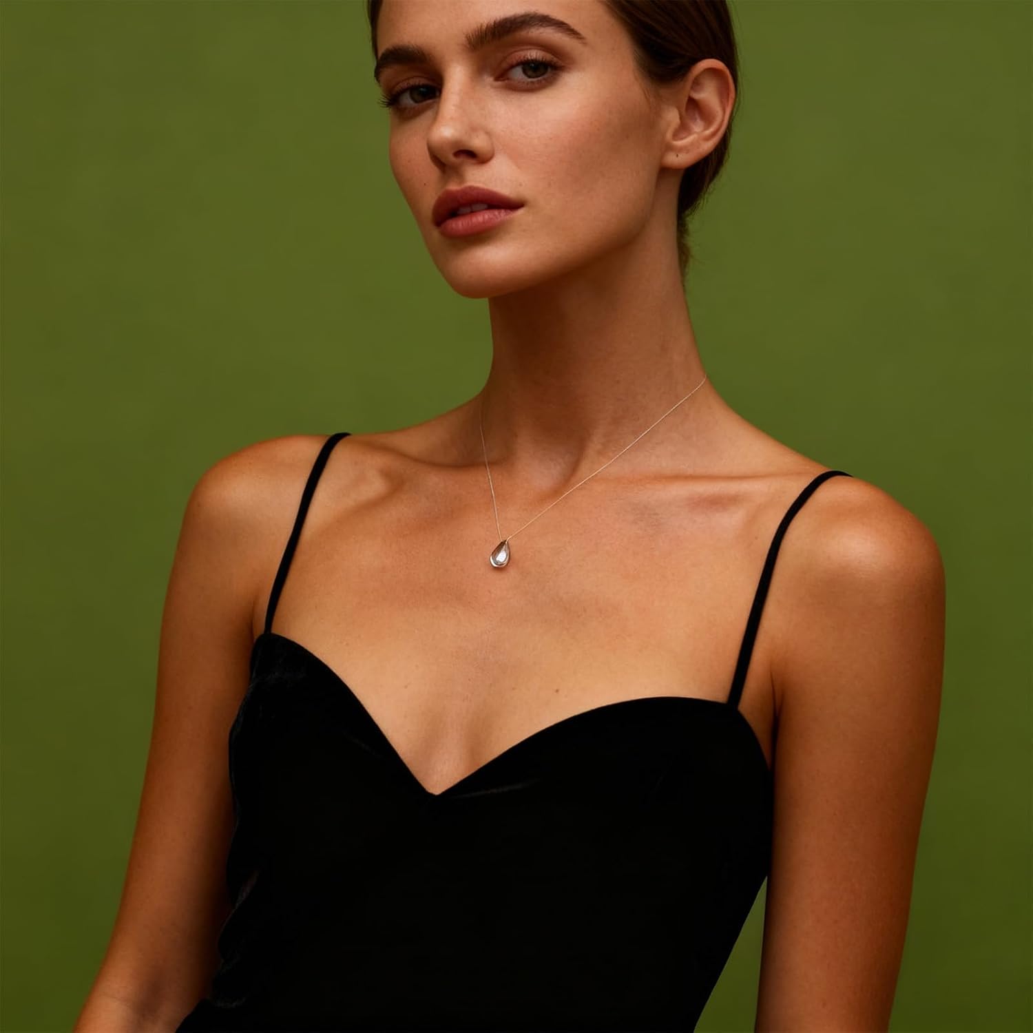 Clear Teardrop Necklace Water Drop Necklace for Women Long Pendant Jewelry Wedding Guest Accessories Anniversary Birthday Gift for Her