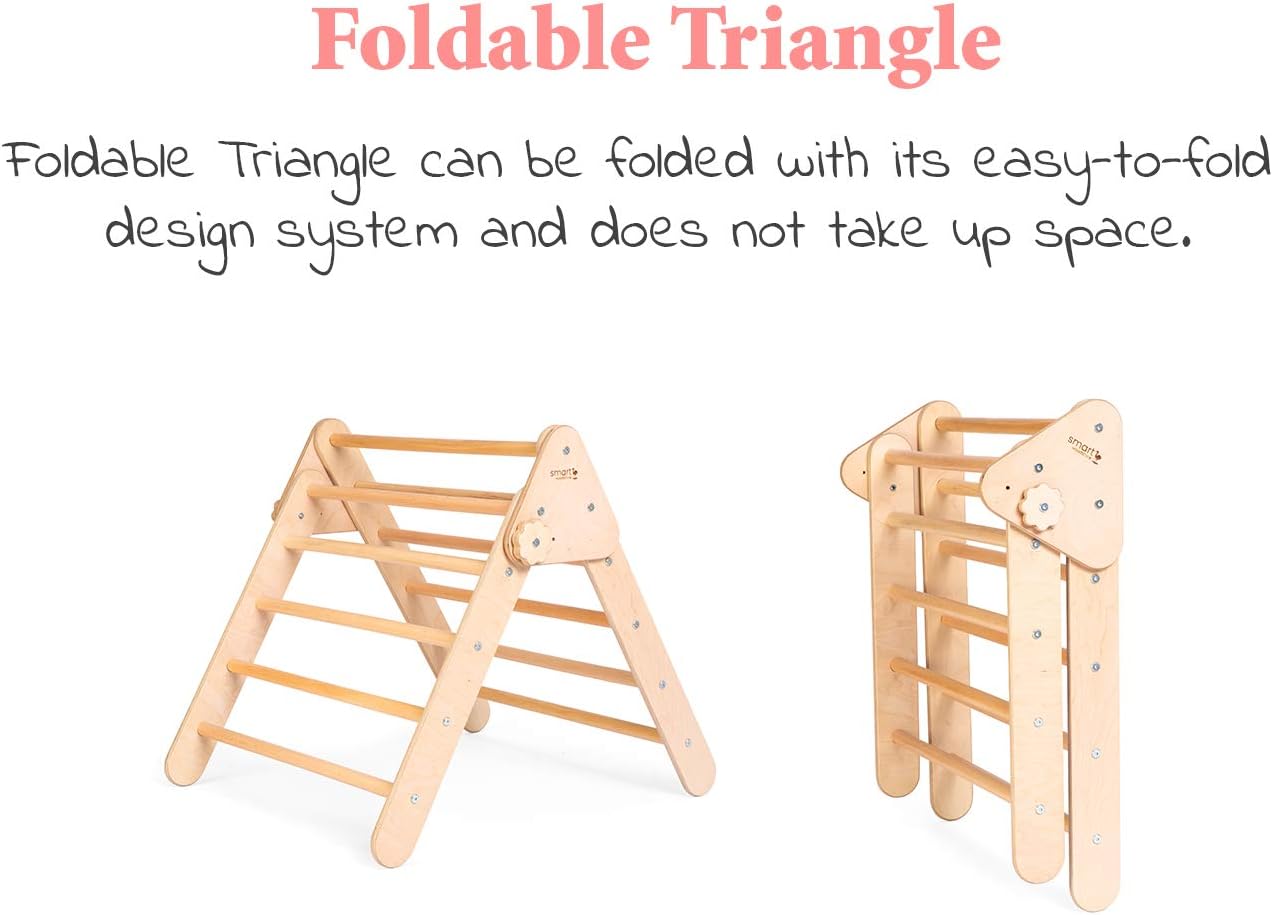 Best Promo smartwoodstore Set of Three Items Foldable Triangle + Climbing Ramp + Arch Triangle with ramp Indoor Playground Climbing Furniture Montessori Toddler (Small Size)