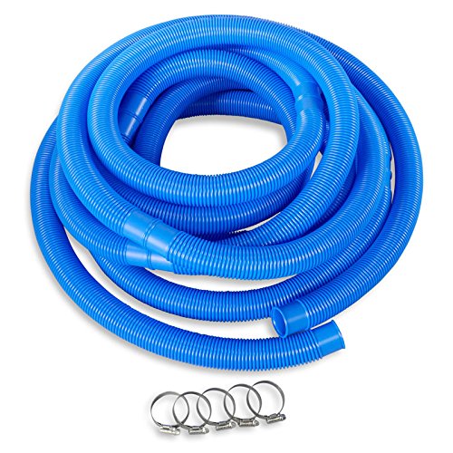 POOL Total Poolschlauch Ø 38mm x 12m inkl. 5X Edelstahlschellen - Geeignet für Poolheizung Bodensauger Pumpen Filteranlagen Skimmer Einströmdüse - blau teilbar formstabil variabel einsetzbar