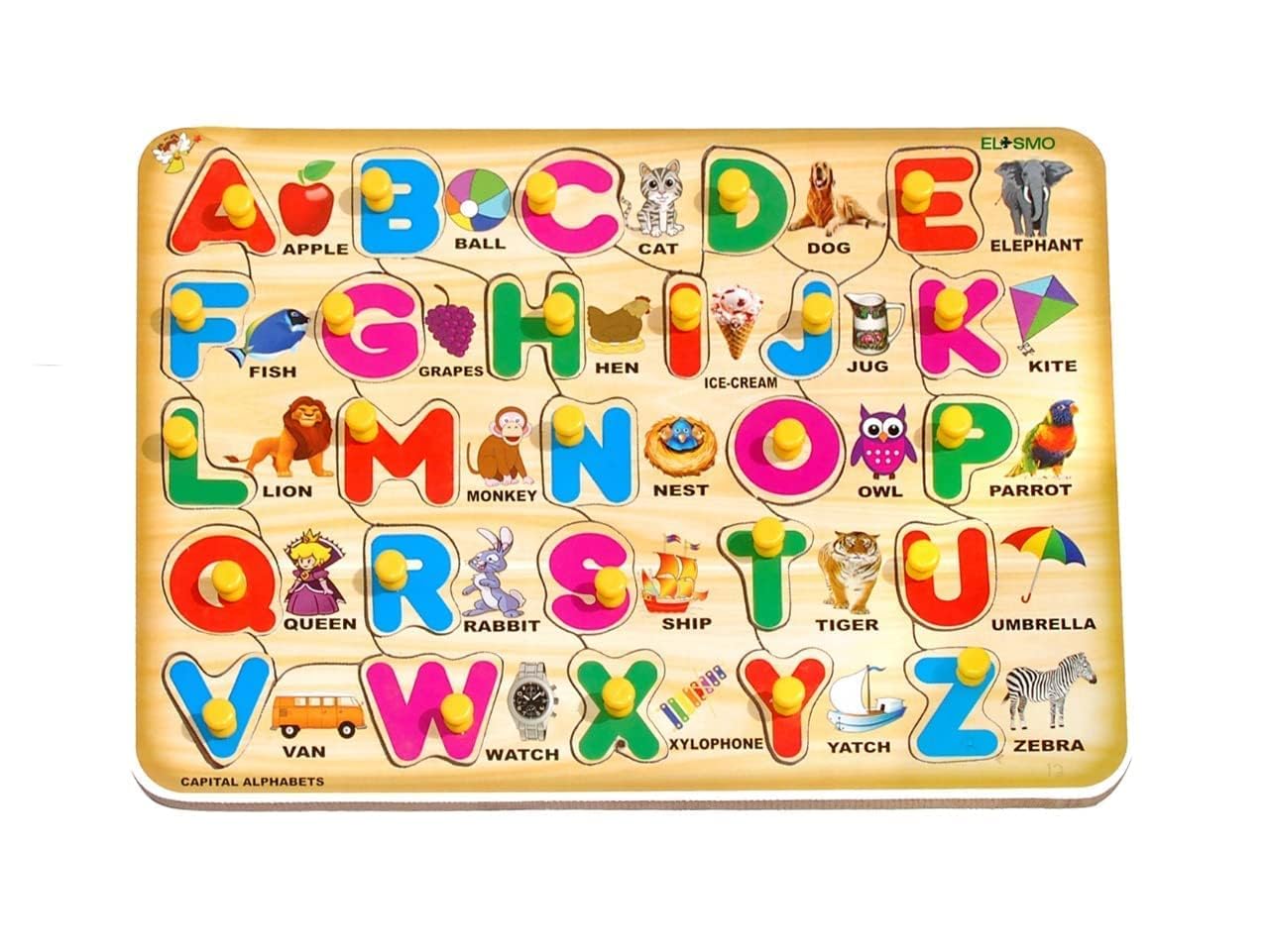 Wooden Capital Alphabets Letters Learning Educational Tray Toy for Kids, Pre-School Learning Kit, Colorful Learning Letters Alphabets Board Unisex Children-image-22