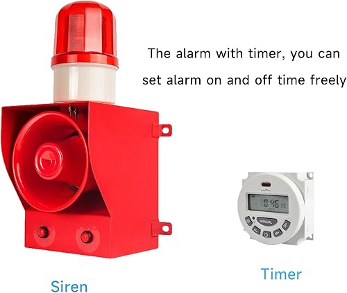 Miniatura 2 de Y DIANS Sirena de alarma temporizada al aire libre 130dB cuerno 45W emergencia impermeable seguridad industrial sirena luz con temporizador para