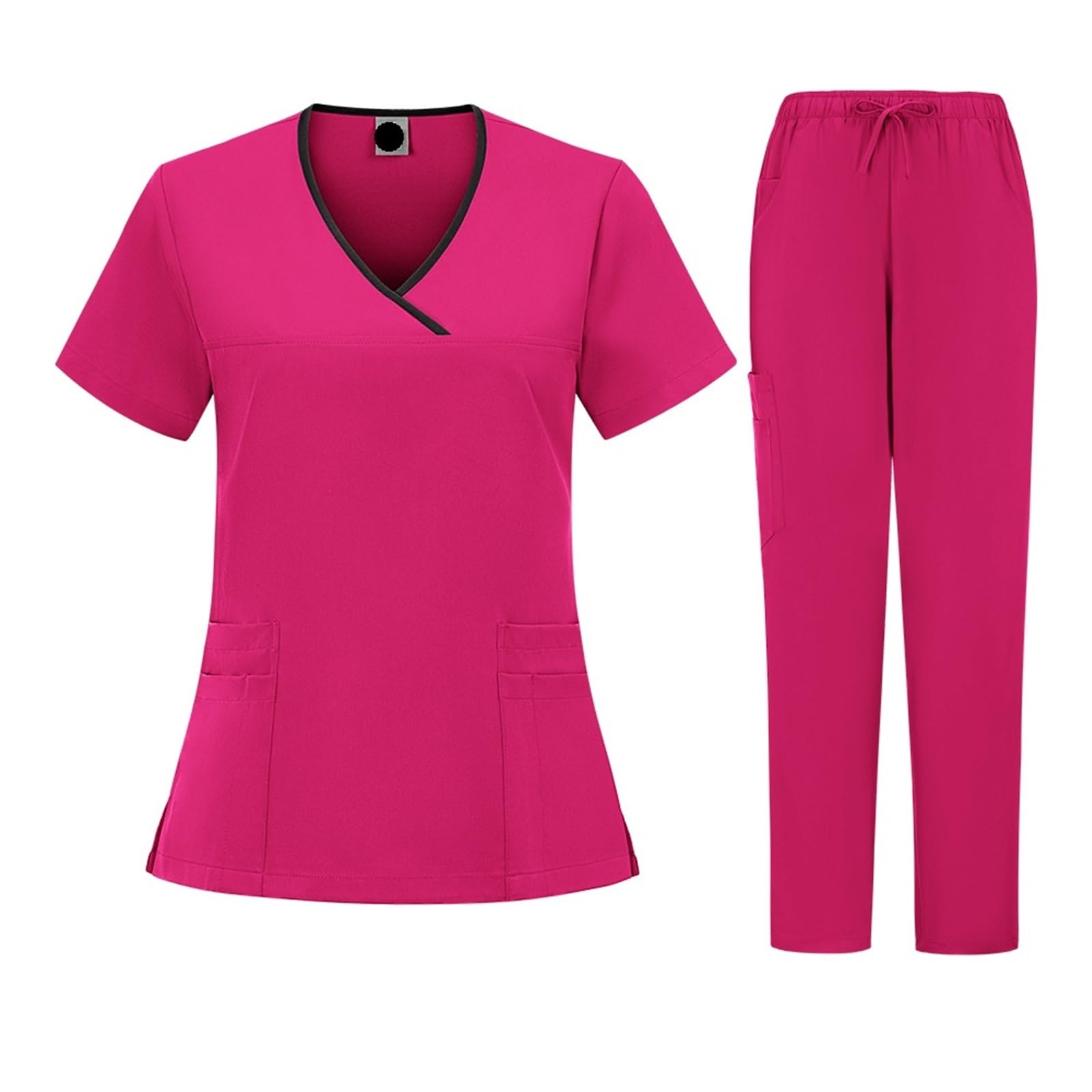 Krankenschwesteruniform OP-Bekleidungsset for Damen, medizinische Krankenschwesteruniform, Stehkragen, V-Ausschnitt, Oberteil, Joggerhose, Tierarzt für damen