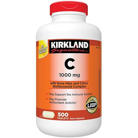 Amazon Com Kirkland Signature Vitamin C 1000mg With Rose Hips 500 Tabs Each Pack Of 2 Health Household