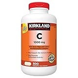 Kirkland Signature Vitamin C 1000mg, with Rose Hips 500 Tabs each (pack of 2)