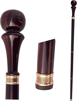 Handmade Walking Stick Brass Handle Wooden Cane 36" Rosewood Stylish Derby Gift Idea Grand Father Mother in Law Grandpa Grandma Gifts Wood Ball Handle