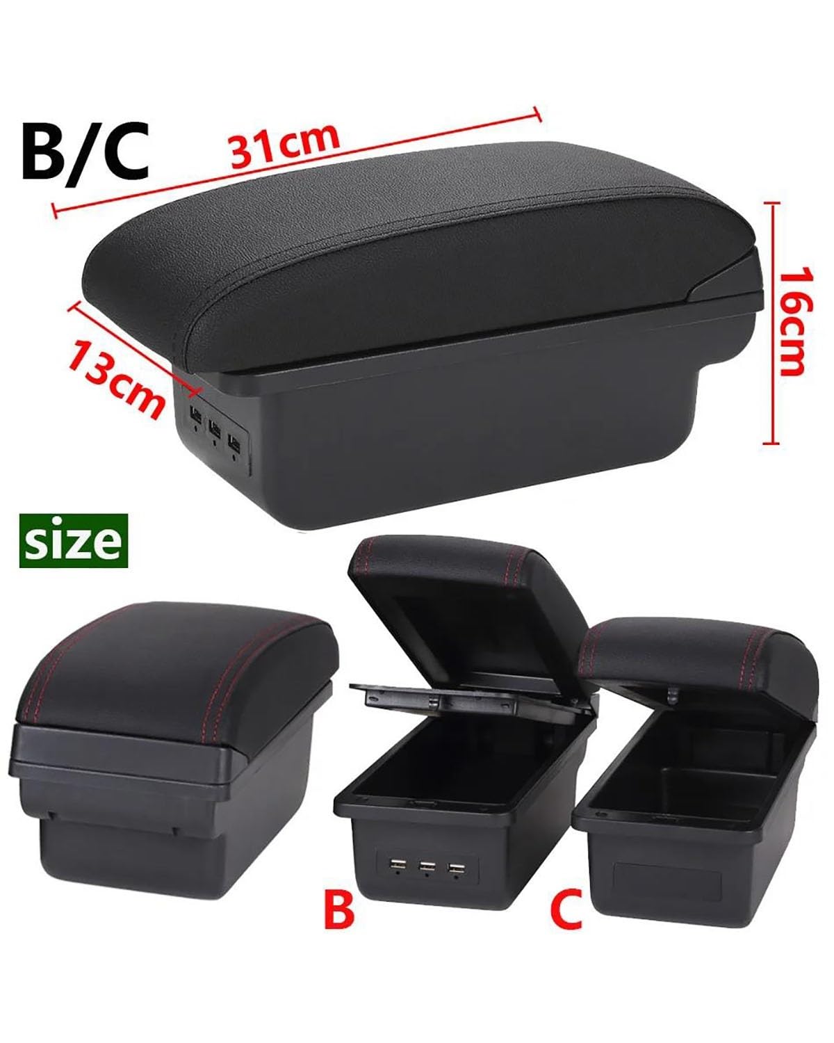 Bracciolo Auto Per Aygo X 2012-2019 Box Bracciolo Retrofit Parti Di Stoccaggio(C2 Black line NO USB)