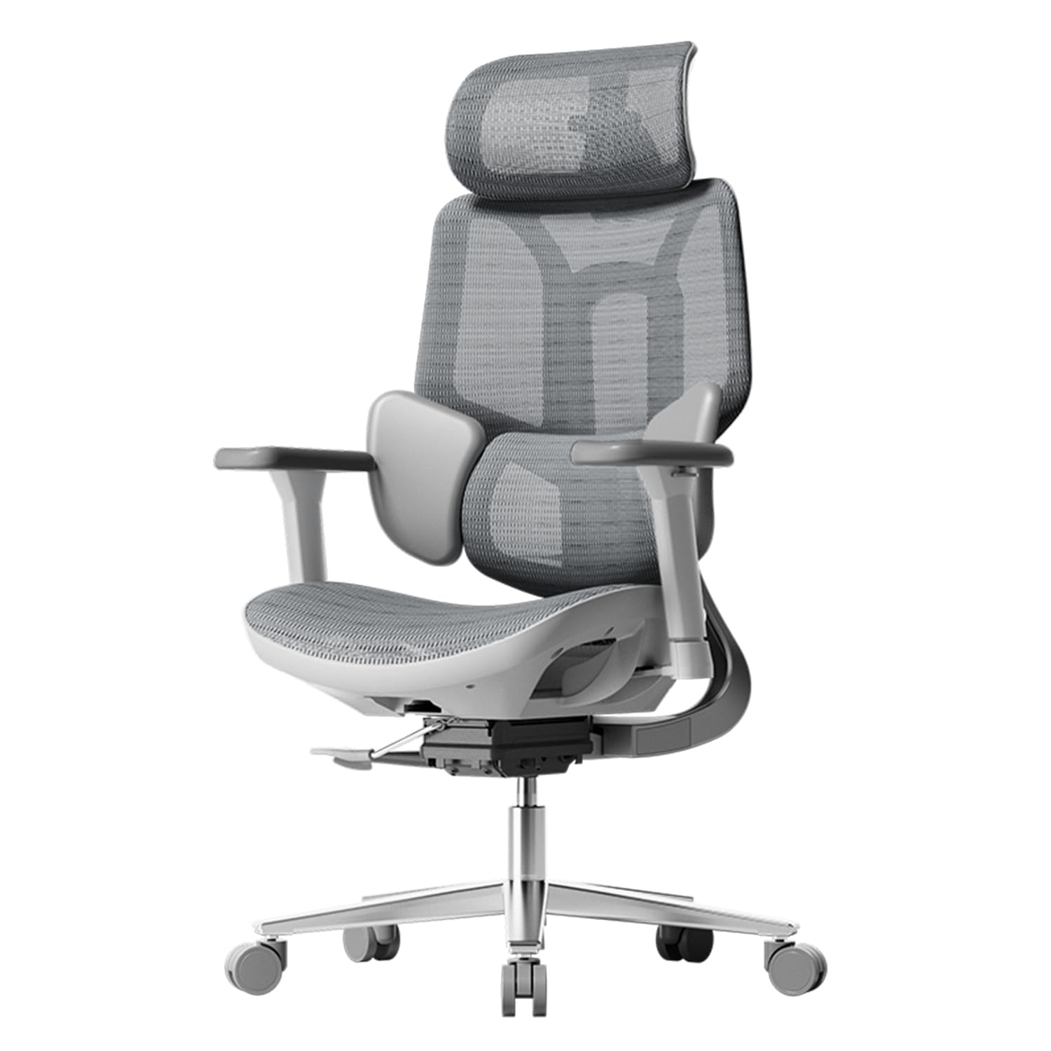 Hbada E3 Air Sedia Ufficio e Scrivania Ergonomica, con Supporto Lombare Dinamico a 3 Zone, Testiera Regolabile 3D, Braccioli Regolabili 3D, Grigio senza Poggiapiedi