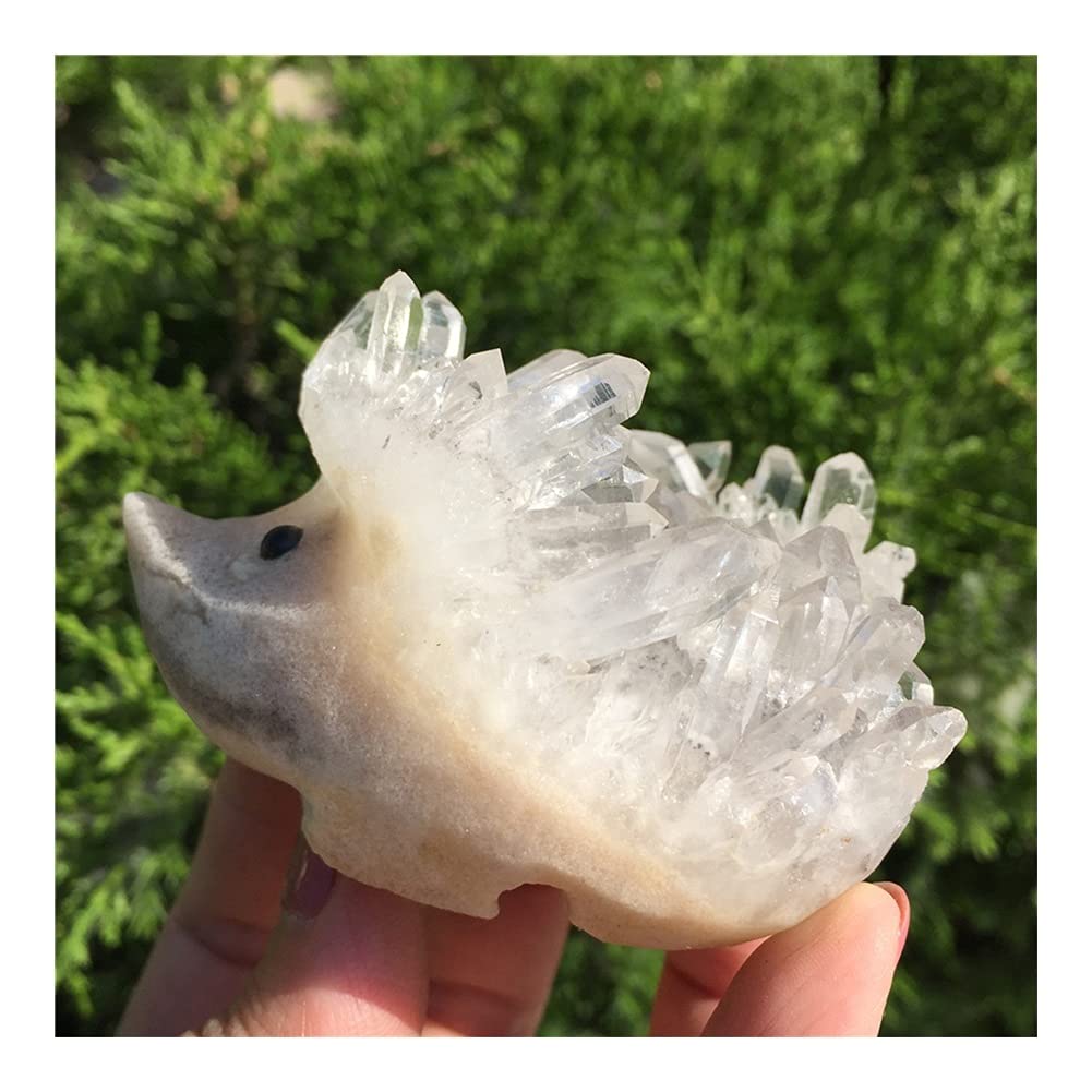 Cristal Natural en Bruto Cristal de Cuarzo Transparente Natural, racimo Tallado a Mano de Erizo, Piedras Preciosas talladas a Mano, Regalo de decoración del hogar (Size : 6-7 cm)