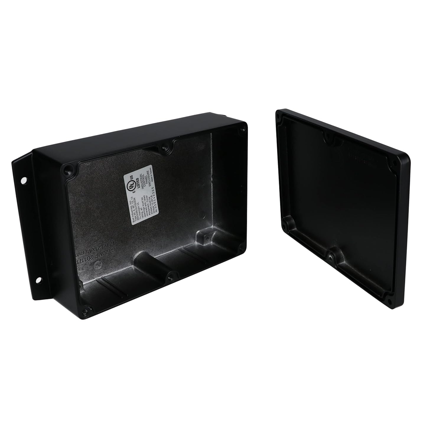 BUD Industries AN-2856-AB IP68 Aluminum Enclosure with Molded Mounting Flanges 6.73" L x 4.76" W x 2.17" D, Black