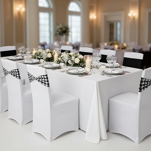 Vista 10 de Newwiee Bandas elásticas de arpillera para silla, de lino y elastano, lazos para sillas de comedor de boda, comedor, banquete, evento, fiesta, como