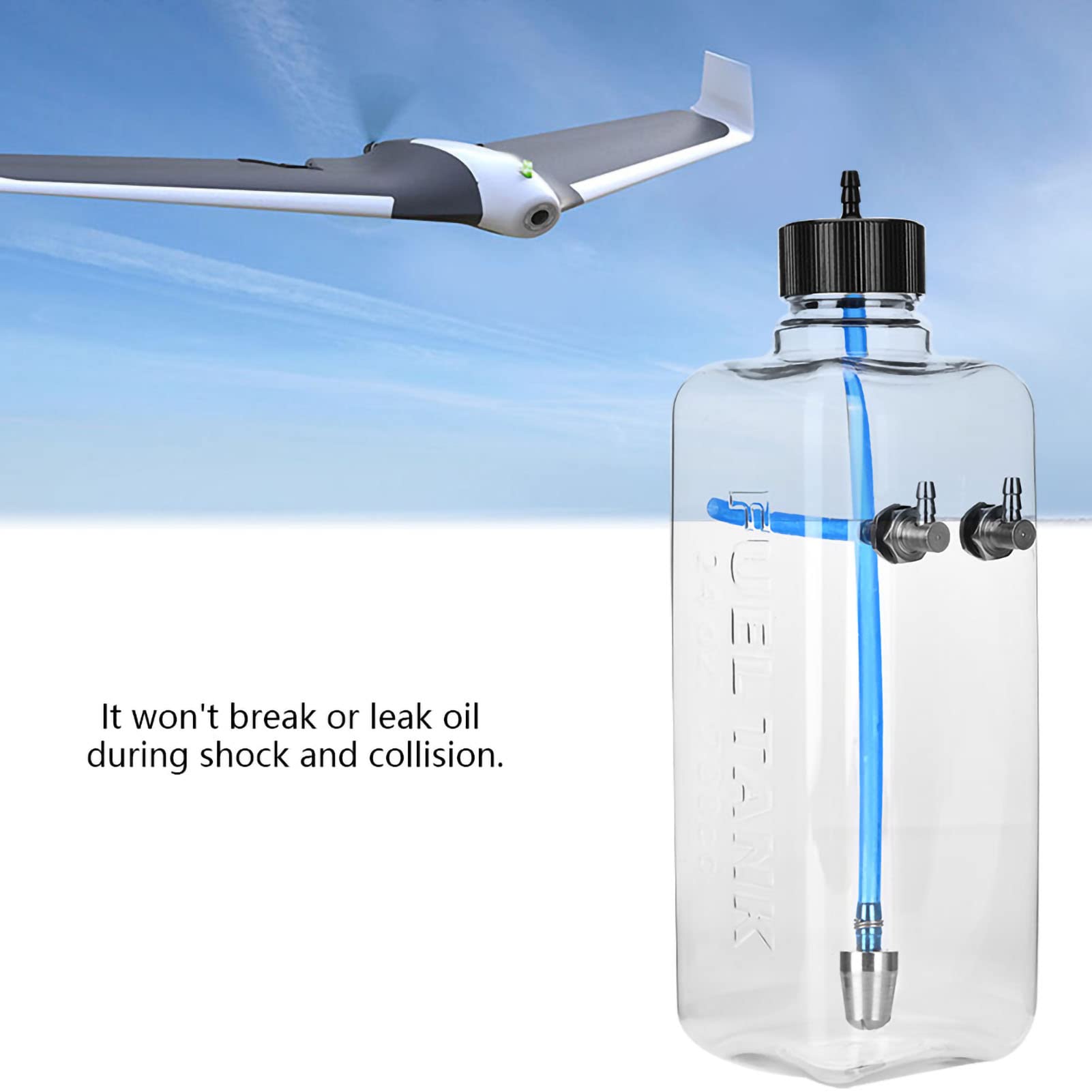 Serbatoio carburante RC in plastica trasparente con buona tenuta, serbatoio carburante in plastica trasparente ad alta resistenza (700 ml (per aerei 50-70cc))