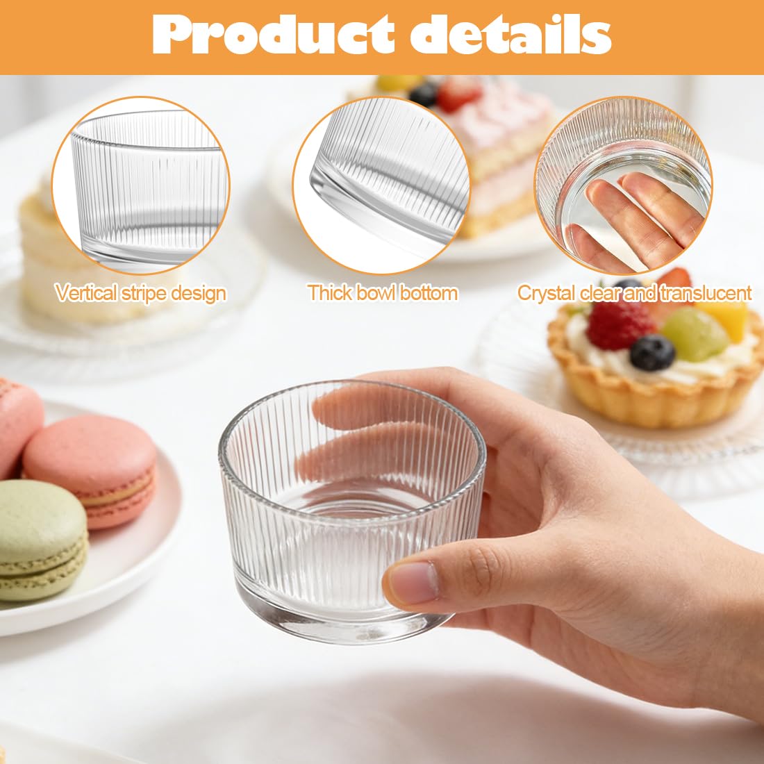 Juego de 8 vasos de postre, 200 ml, cuencos de postre de cristal, vasos de postre, vasos de postre pequeños, aptos para lavavajillas, cuencos transparentes para tiramisú, pudín