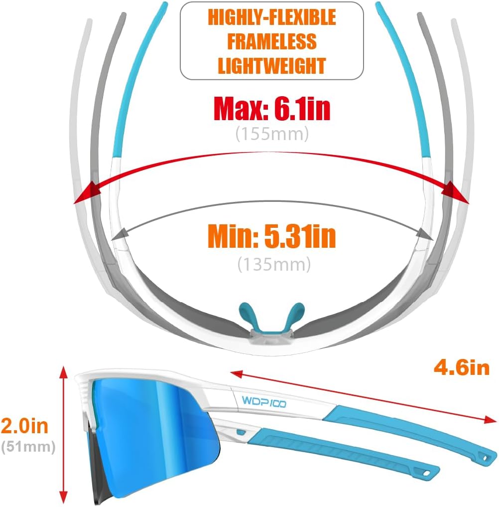 Polarized Sports Sunglasses for Men Women UV400 Lightweight TR90 Cycling Running Baseball Hiking with Case Strap