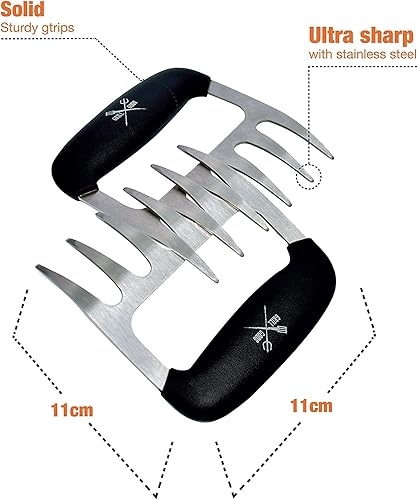 Miniatura 7 de Garras de carne  Accesorios para ahumadores de acero inoxidable  Trituradora de carne ultraafilada que rasga fácilmente cerdo, pollo y pechuga