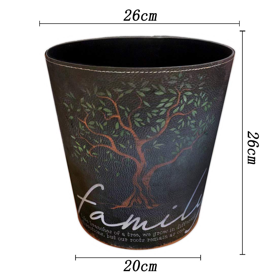 10L/2.64 Gallon PU Leather Decorative Trash Can Waterproof Wastebasket Paper Basket Garbage Bin for Home Office Bathroom - Retro Tree