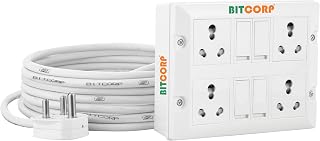 BITCORP 16A Heavy Duty Power Extension Board with Switches with 4 Socket 4 Switch, 3500W, 1 Meter 2.5mm Electric Cord for ... Price In India