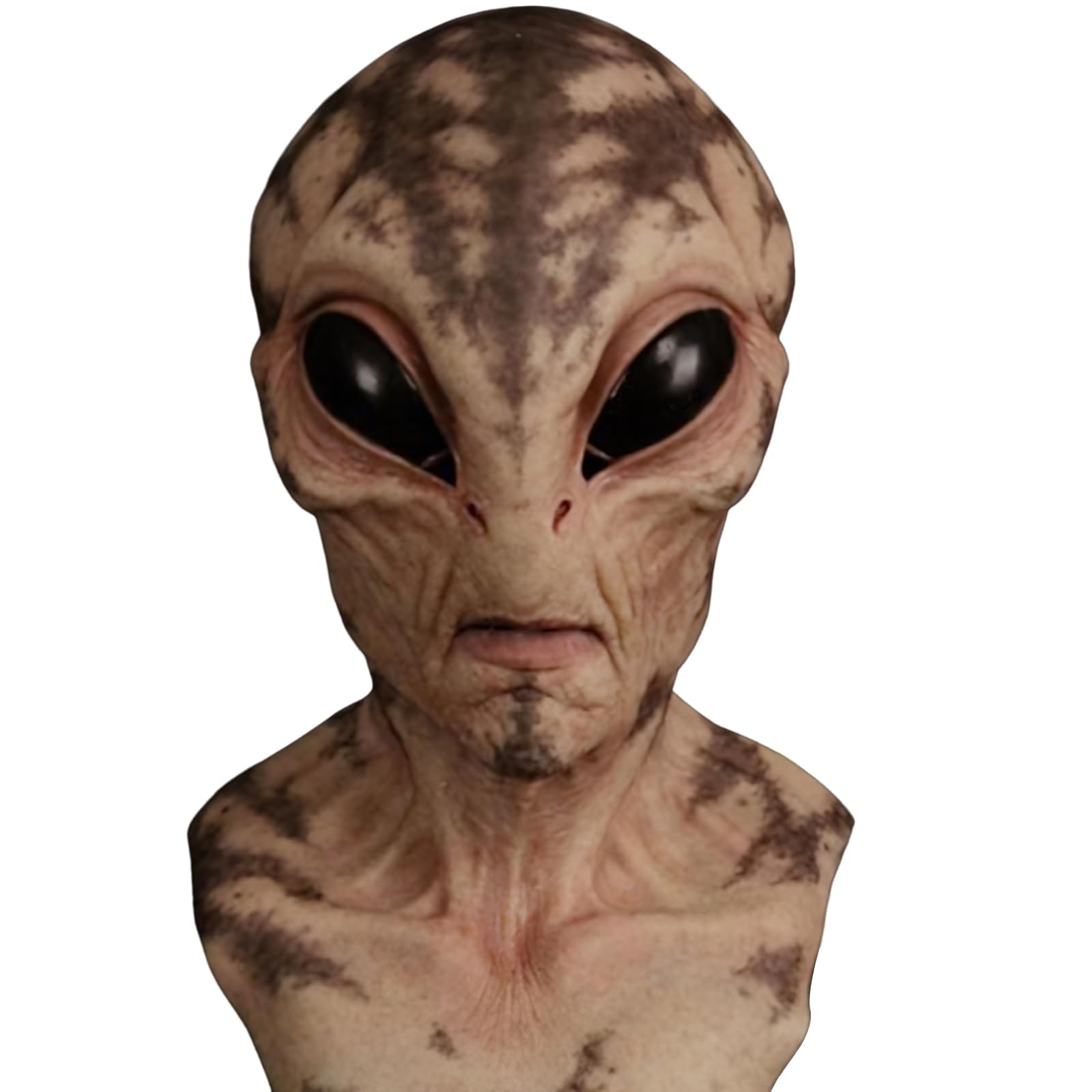 JOPWUE Máscara de Halloween, máscara de alienígena, máscara realista de extraterrestres aterradores, accesorio de disfraz para Halloween, carnaval, fiesta, máscara de silicona de cabeza completa para