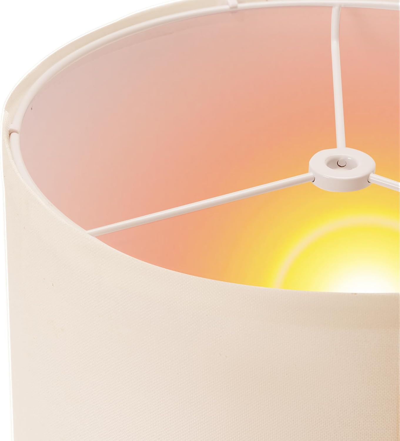 White Lamp shades Set of 2, Medium Fabric Lampshades for Table Lamps, Floor Lamps, 13" Top x 13" Bottom x 10" High (Spider Fitter) Hand Crafted Replacement Lampshades, Easy Assembl