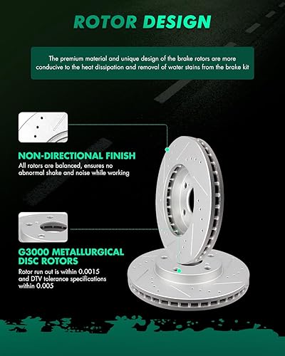 Miniatura 7 de SCITOO Kits de rotores de freno de disco delantero para Chevrolet Cruze 2011-2015, Chevrolet Cruze Limited 2016, Chevrolet Sonic 2012-2017