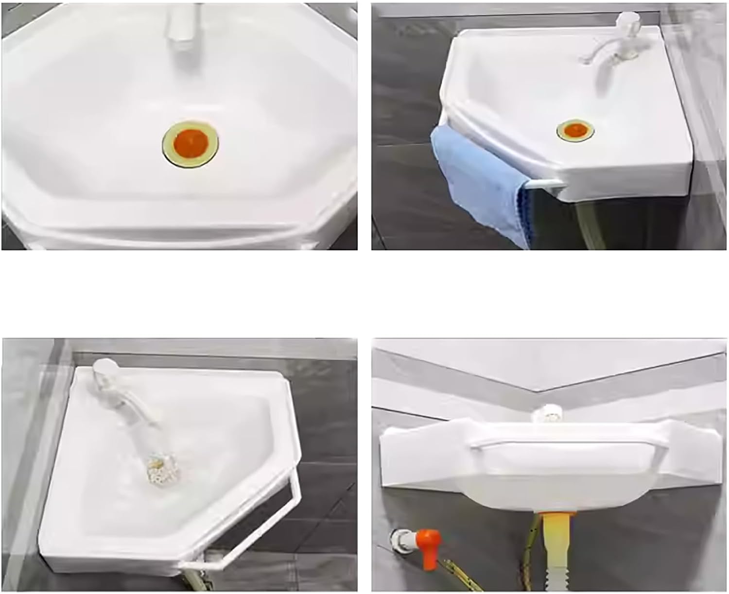 Wall Mount Corner Sink 38X20X10 Cm - White Bathroom Basin For Cloakroom Lavatory & Vanity Cabinet Space-Saving Hand Washing Sink With Water Pipe,White-Hand Washing Sink + Water Pipe + Cold Tap