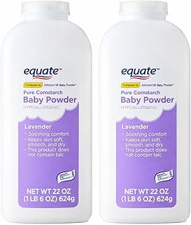 Equate Pure Cornstarch Baby Powder with Lavender and Chamomile 22 oz, 2-...